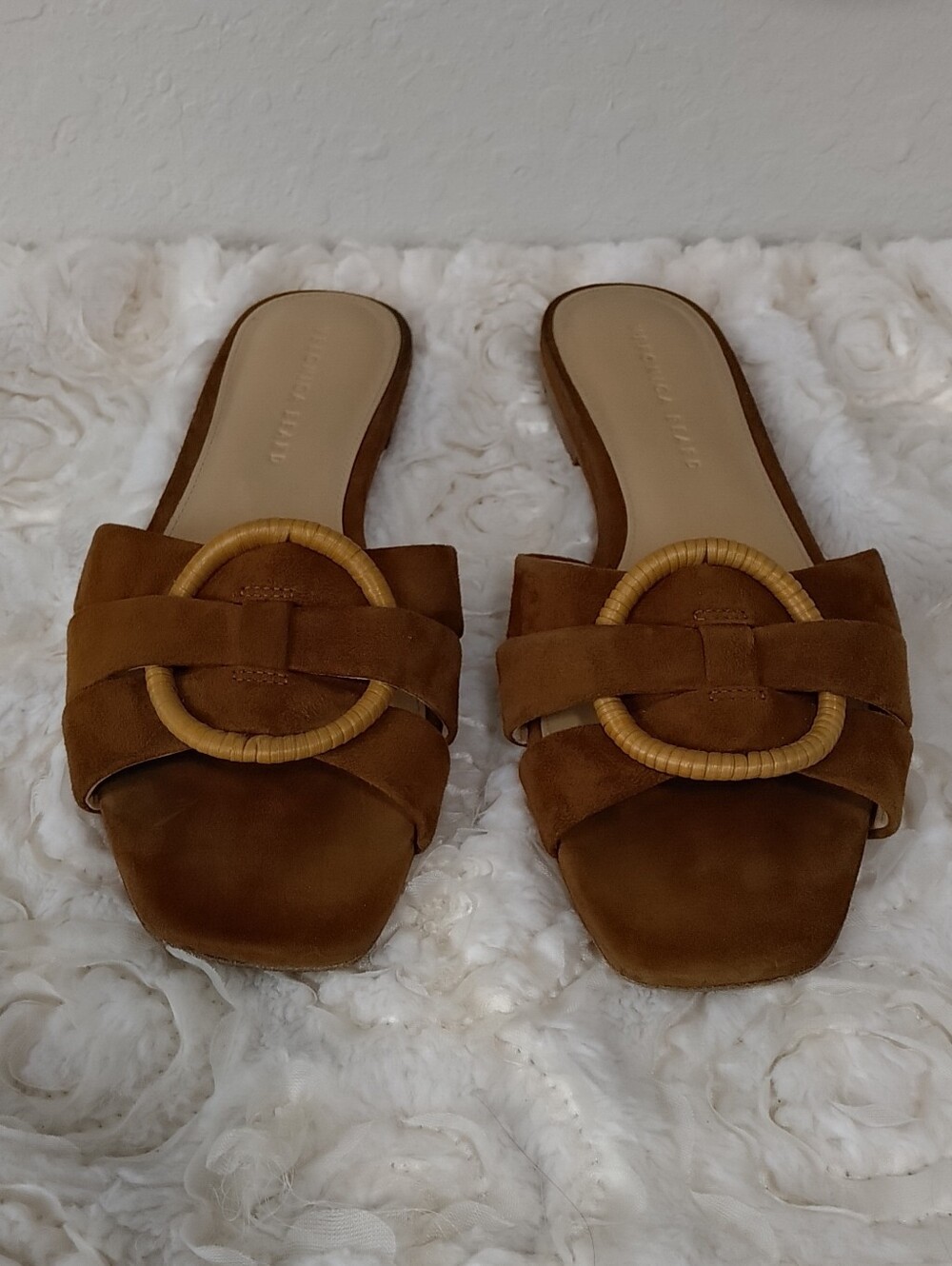 Veronica Beard Women's Brown Suede Slide Sandal with Decorative Ring - Picture 10 of 12